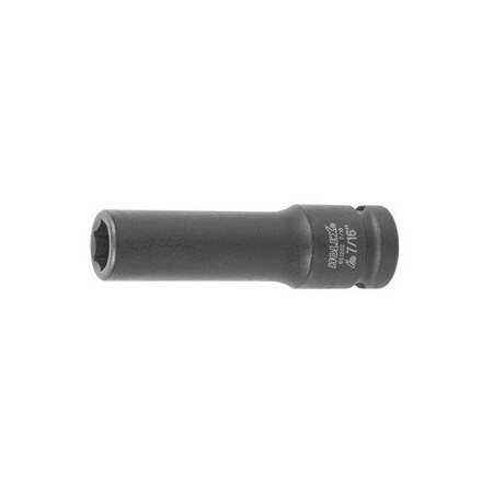 Holex Impact Socket, 1/2 inch Drive, 6 pt, Deep, 7/16 inch 651202 7/16